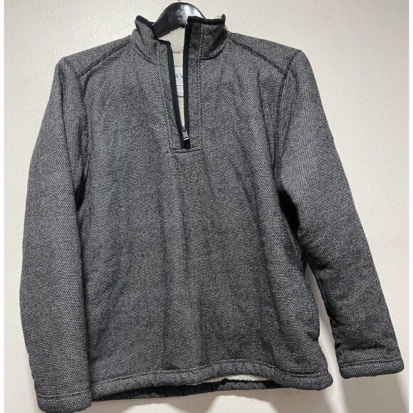 Orvis Men's Size L Pullover Sweater Quarter Zip Sherpa Pockets Polyester Black - Picture 1 of 7